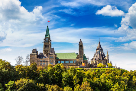 Canadian Parliament in Ottawa in a sunny day, Canadaのeditorial素材