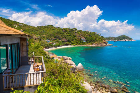 Panoramic aerial view of Bungalow at Koh Tao island, Thailandのeditorial素材