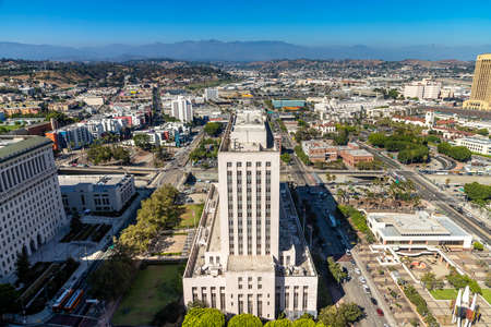 Panoramic aerial view of Los Angeles, California, USAの写真素材