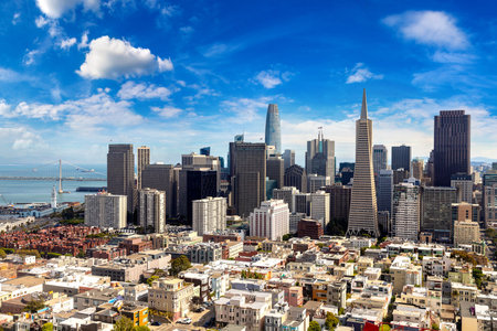Panoramic aerial view of San Francisco, California, USA