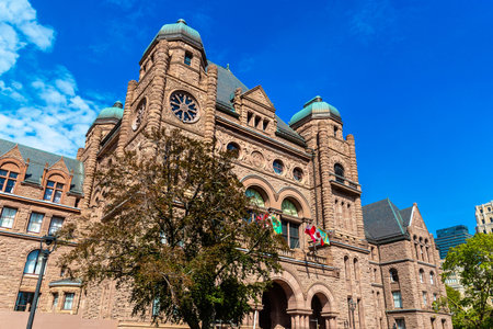 Legislative Assembly of Ontario, Parliament Building in Toronto in a sunny day, Ontario, Canadaの写真素材