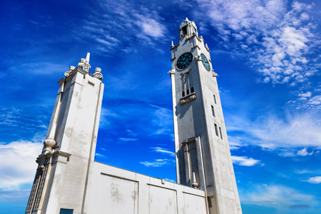 Montreal clock tower (Tour de l'Horloge) in Montreal in a sunny day, Quebec, Canada