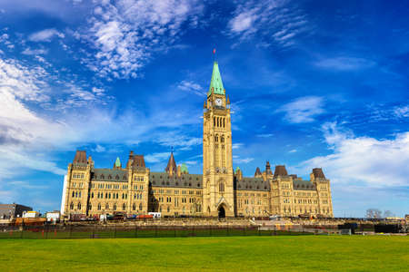Canadian Parliament in Ottawa on Parliament  hill  in a sunny day, Canadaの写真素材