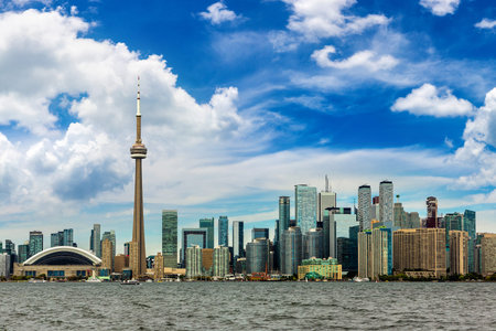 Panoramic view of Toronto cityscape  in a sunny day, Ontario, Canadaのeditorial素材