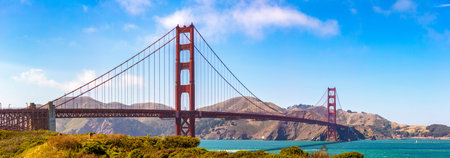 Panorama of  Golden Gate Bridge in San Francisco, California, USA