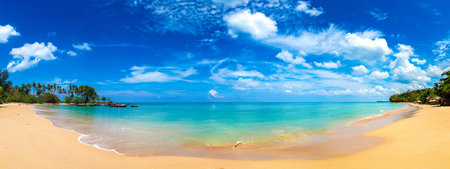 Panorama of  Relax bay beach on Koh Lanta Yai island, Thailand in a sunny dayの写真素材