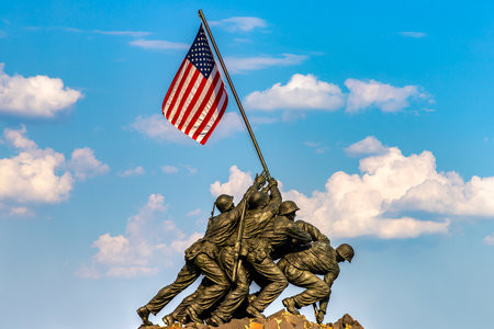 WASHINGTON DC, USA - MARCH 29, 2020: US Marine Corps War Memorial in a sunny day in Washington DC, USAのeditorial素材