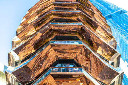 NEW YORK CITY, USA - MARCH 29, 2020: The Vessel at Hudson Yards Staircase in New York City, NY, USA