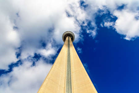 TORONTO, CANADA - APRIL 2, 2020: CN Tower in Toronto in a sunny day, Ontario, Canadaのeditorial素材