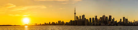 Panorama of Toronto skyline at sunset, Ontario, Canadaの写真素材