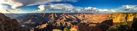 Panorama of  Grand Canyon National Park at Powell Point at sunset, Arizona, USAの写真素材