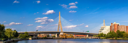 Panorama of  Leverett Circle Connector Bridge in Boston, Massachusetts, USAの写真素材