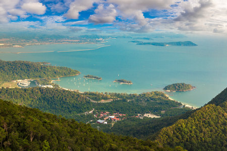 Panoramic aerial view of Langkawi island, Malaysiaの写真素材