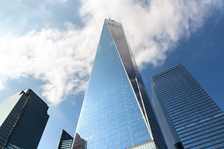 NEW YORK CITY, USA - MARCH 29, 2020: One World Trade Center tower in New York City, NY, USA