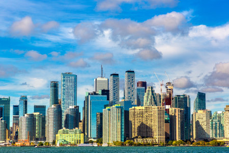 Panoramic view of Toronto cityscape  in a sunny day, Ontario, Canadaの写真素材