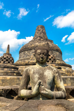 Buddist temple Borobudur near Yogyakarta city, Central Java, Indonesiaの写真素材