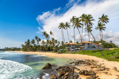 Dalawella Beach in a sunny day in Sri Lankaのeditorial素材
