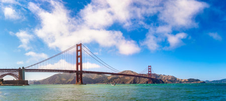 Panorama of  Golden Gate Bridge in San Francisco, California, USAの写真素材