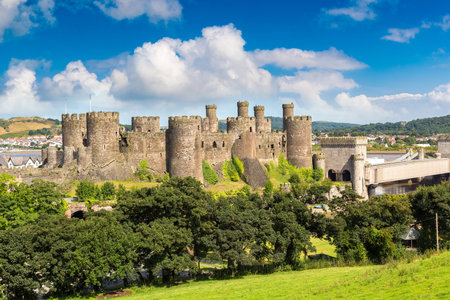 Conwy Castle in Wales in a beautiful summer day, England, United Kingdomのeditorial素材