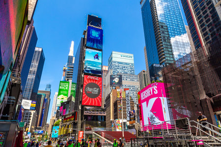 NEW YORK CITY, USA - MARCH 15, 2020: Times Square is a symbol of New York City, USA