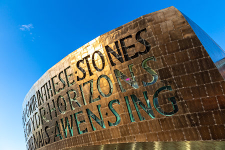 CARDIFF, THE UNITED KINGDOM - JUNE 27, 2022: Wales Millennium Centre in Cardiff in a summer day, Wales, UKのeditorial素材
