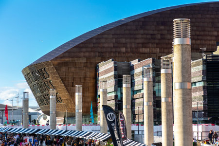 CARDIFF, THE UNITED KINGDOM - JUNE 27, 2022: Wales Millennium Centre in Cardiff in a summer day, Wales, UKのeditorial素材