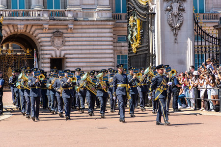 LONDON, UK - JUNE 17, 2022: Changing of the Guard ceremony in front of Buckingham Palace in London...