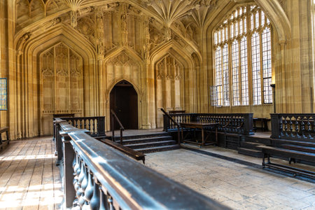 OXFORD, UK - JUNE 11, 2022: Interior view of the Divinity School in Oxford, United Kingdomのeditorial素材