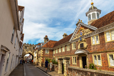 SALISBURY, UK - JUNE 17, 2022: Historical High Street Gate in Salisbury in a sunny summer day, UKのeditorial素材