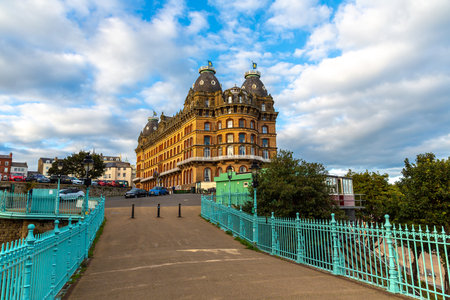 SCARBOROUGH, UK - JULY 27, 2022: The Grand Hotel Scarborough in Scarborough, Yorkshire in a sunny summer day, UKのeditorial素材