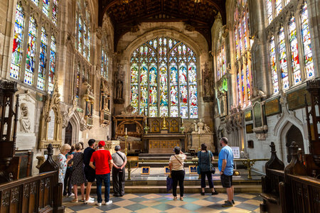 STRATFORD-UPON-AVON, UK - JUNE 11, 2022: Interior of Holy Trinity Church in Stratford upon Avon,...