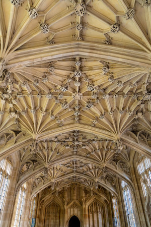 OXFORD, UK - JUNE 11, 2022: Interior view of the Divinity School in Oxford, United Kingdomのeditorial素材