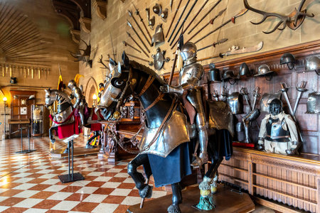 WARWICK, UK - JUNE 11, 2022: Interior of Warwick Castle - is a medieval castle built by William the Conqueror in 1068, UKのeditorial素材