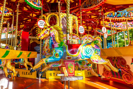 LONDON, UK - JUNE 17, 2022: Vintage The Golden Carousel in London in a sunny summer day, UKのeditorial素材