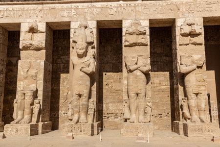 Medinet Habu temple in Luxor, Valley of King, Egyptの写真素材