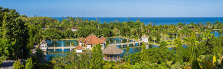 Panorama of Karangasem Taman Ujung, Water Palace on Bali, Indonesia in a sunny dayの写真素材