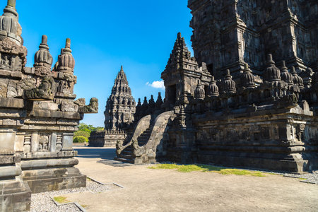 Prambanan temple near Yogyakarta city, Central Java, Indonesiaのeditorial素材