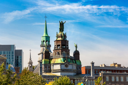 Chapel of Notre Dame de Bon Secourt in Montreal in a sunny day, Quebec, Canadaのeditorial素材