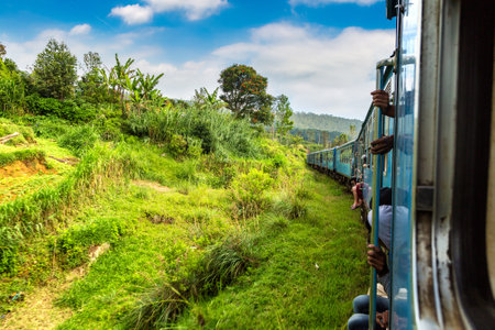 Train in  Nuwara Eliya, Sri Lanka in a summer dayの写真素材