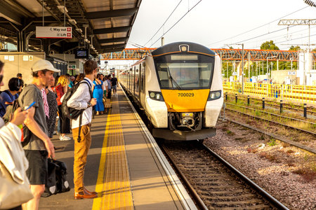 CAMBRIDGE, UK - SEPTEMBER 6, 2023: Train station in a sunny day in Cambridge, England, United...