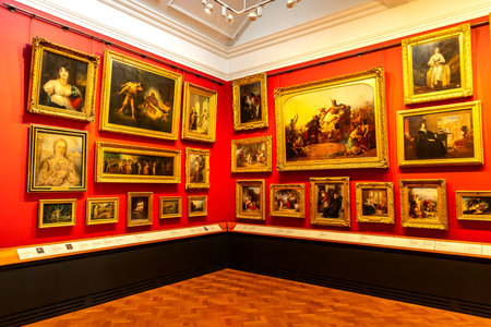 LONDON, UK - SEPTEMBER 26, 2023: Interior of Victoria and Albert Museum in London - is the world's largest museum of decorative arts and design, UKのeditorial素材