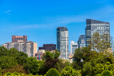 Panoramic view of Boston cityscape in a sunny day, USAの写真素材