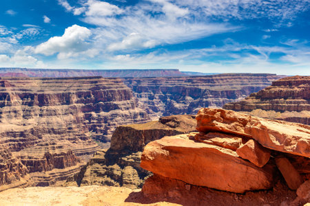 Guano Point at Grand Canyon West Rim in a sunny day, USAの写真素材