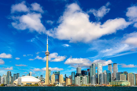 Panoramic view of Toronto cityscape  in a sunny day, Ontario, Canada