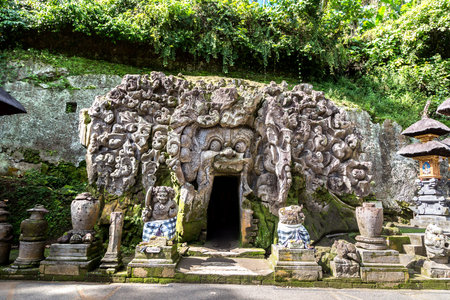 Elephant Cave (Goa Gajah temple), in Bali, Indonesia in a sunny day