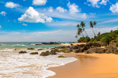 Ambalangoda tropical Beach in a sunny day in Sri Lankaの写真素材