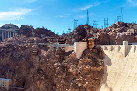 Hoover Dam in Colorado river at Nevada and Arizona border, USAのeditorial素材