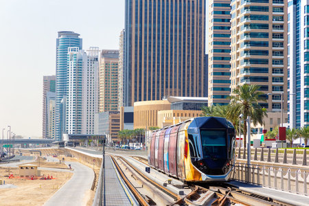 New modern tram in Dubai, United Arab Emirates