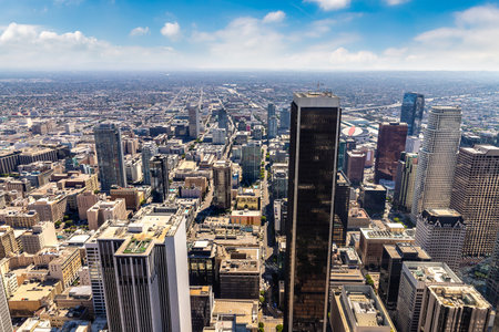 Panoramic view of downtown Los Angeles, California, USAの写真素材