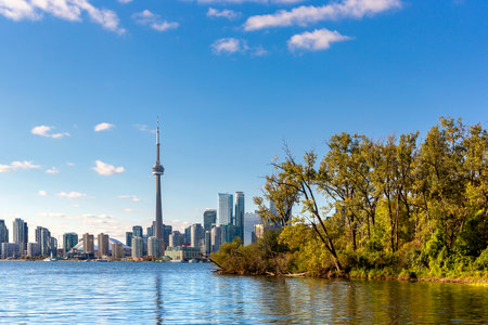 Panoramic view of Toronto cityscape  in a sunny day, Ontario, Canadaの写真素材